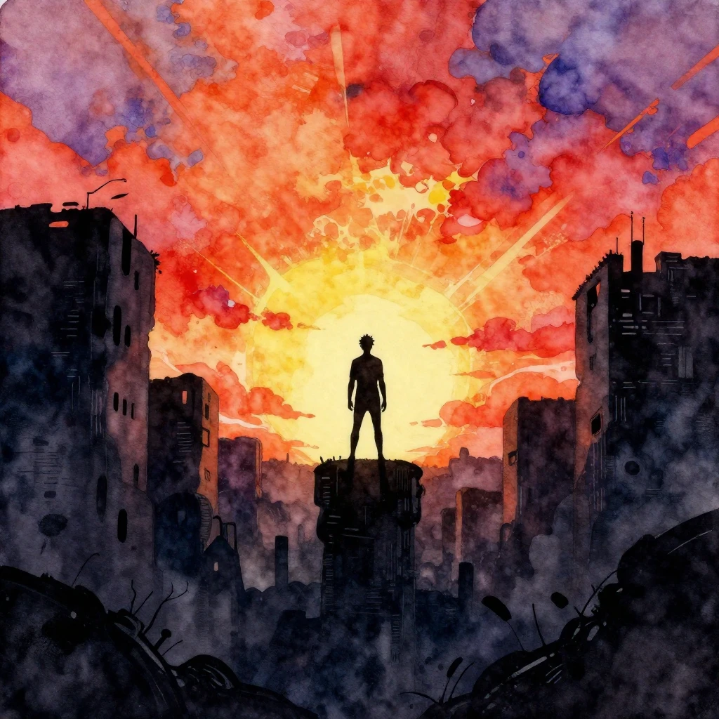 A vivid watercolor illustration depicting a stark contrast: ...