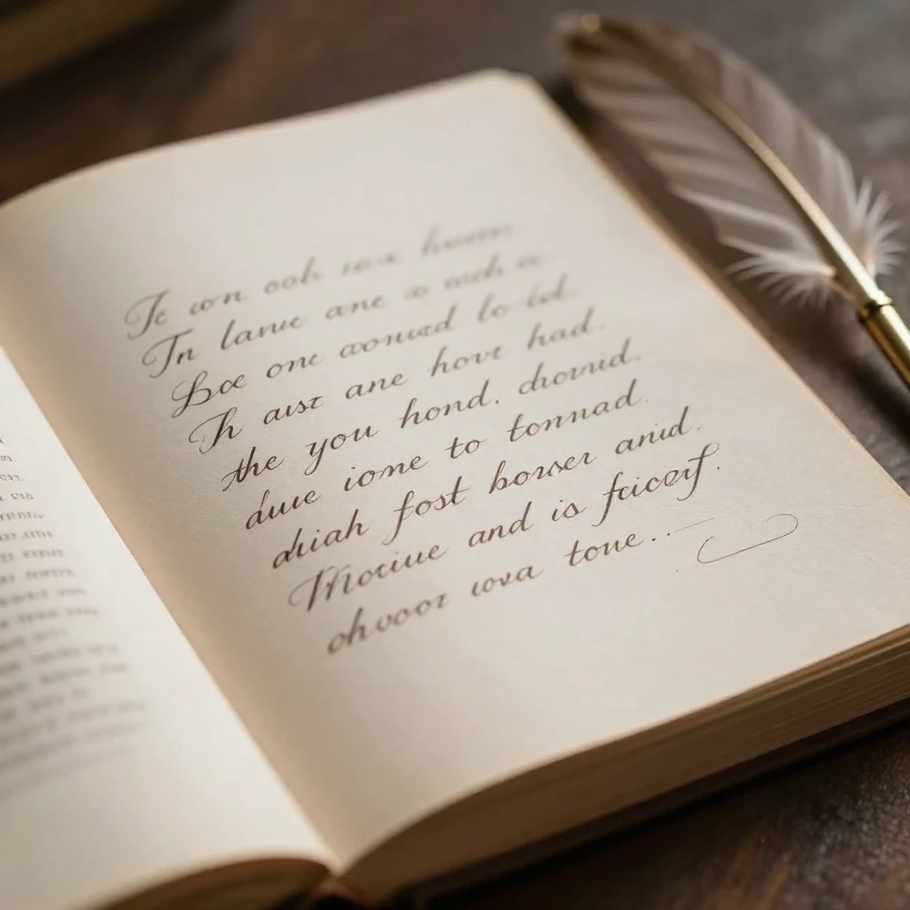 An open book with elegant script, surrounded by soft light a...