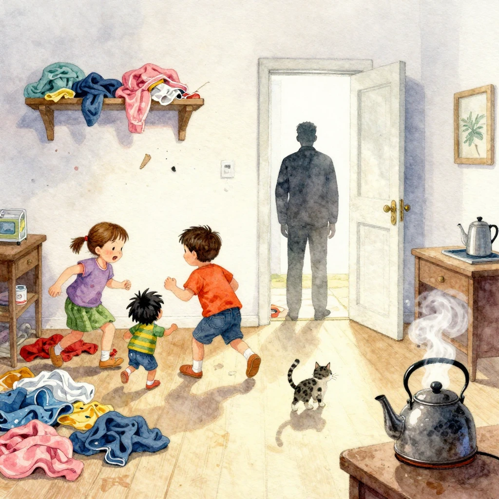 A vibrant watercolor painting showing an early morning scene...