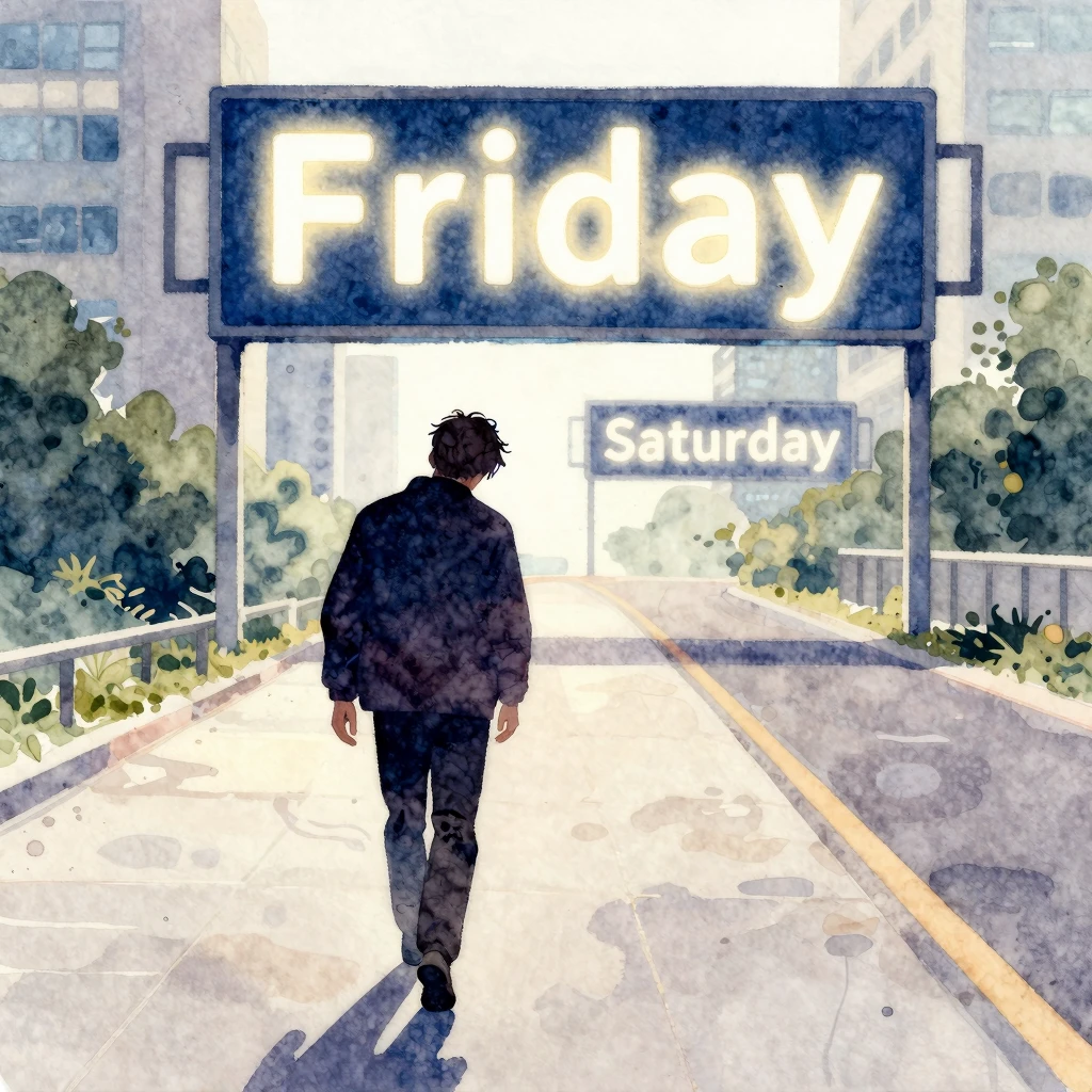 A vibrant watercolor painting of a tired silhouette of a per...