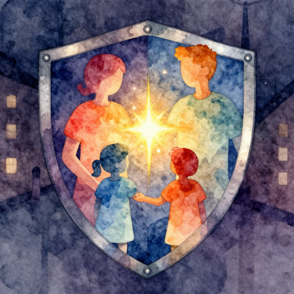 A vibrant watercolor style abstract image conveying family w...