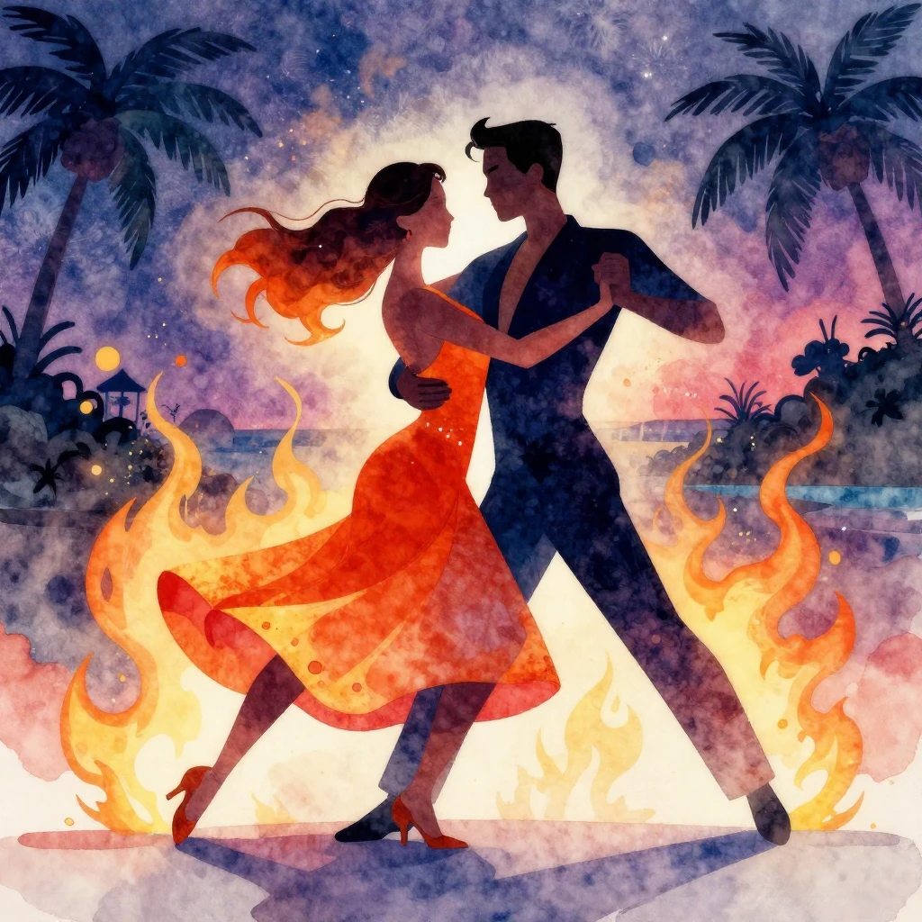 Vibrant watercolor style illustration of two abstract silhou...