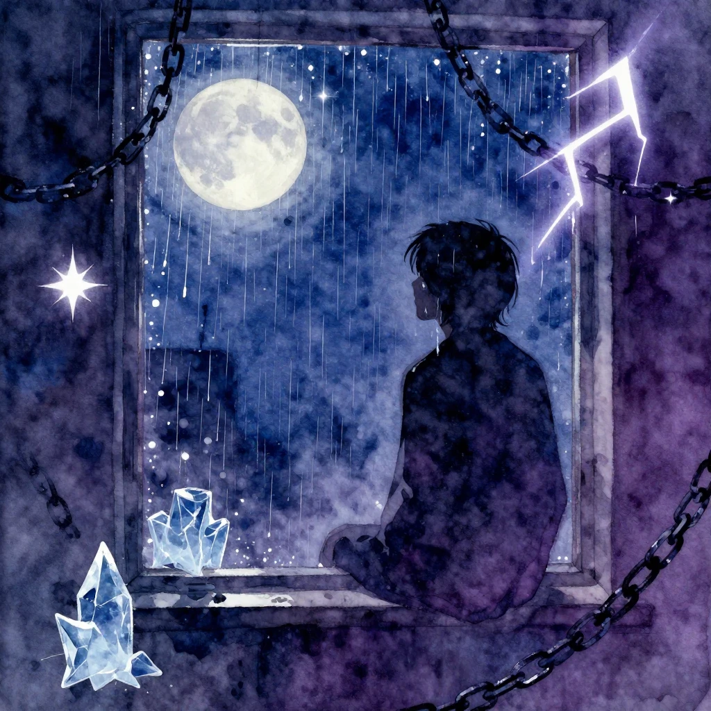 Vibrant watercolor style. Disco album cover, melancholic moo...