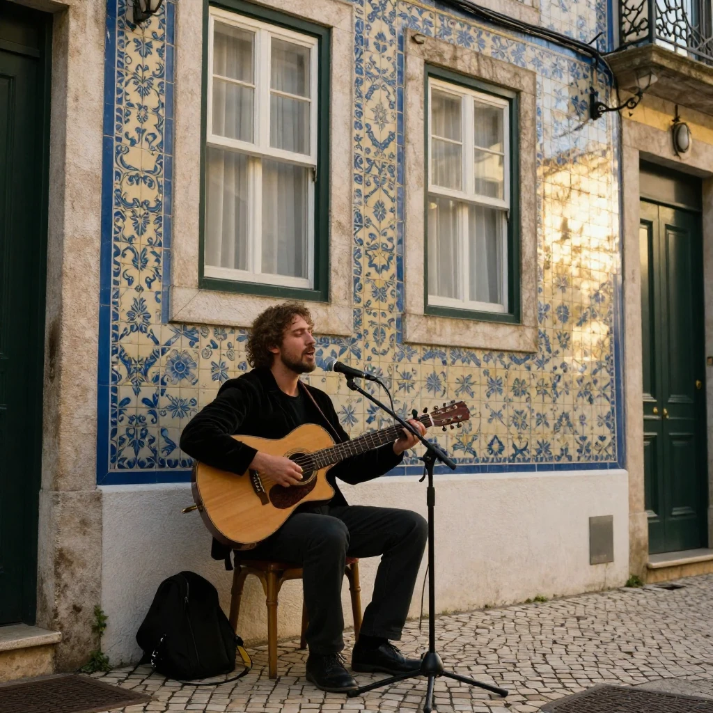 A serene scene depicting traditional Portuguese life, perhap...