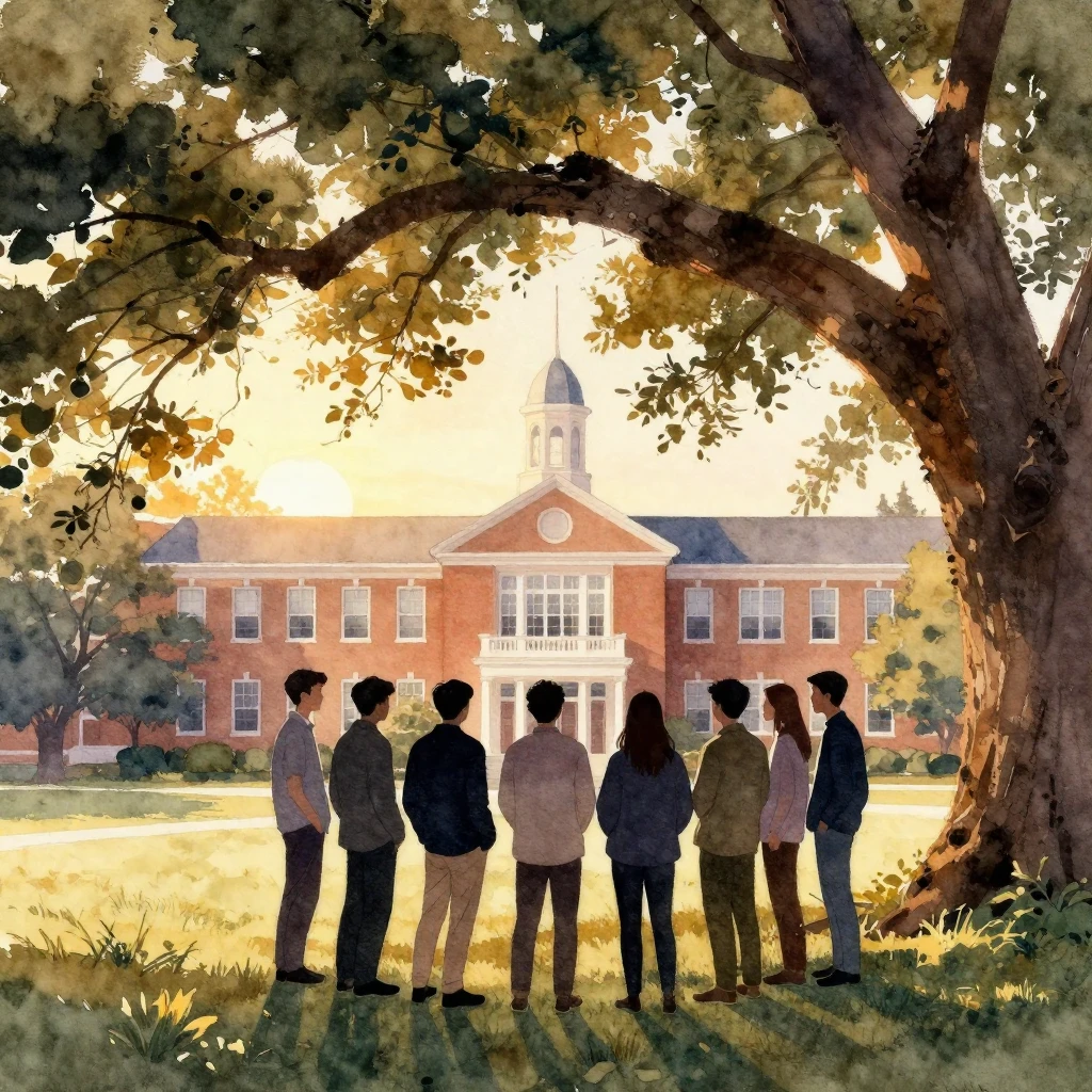 Watercolor painting of silhouettes of adult friends standing...