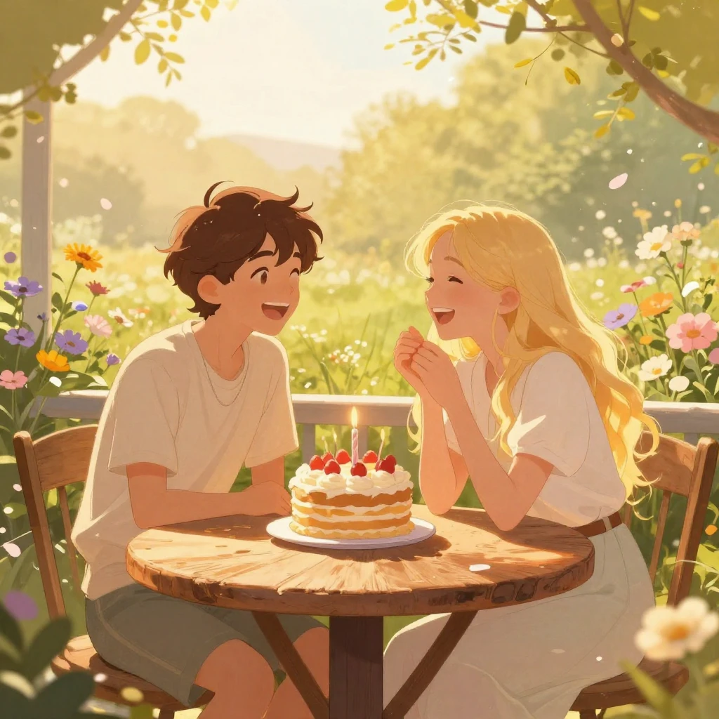 An artistic illustration of two best friends, one with short...