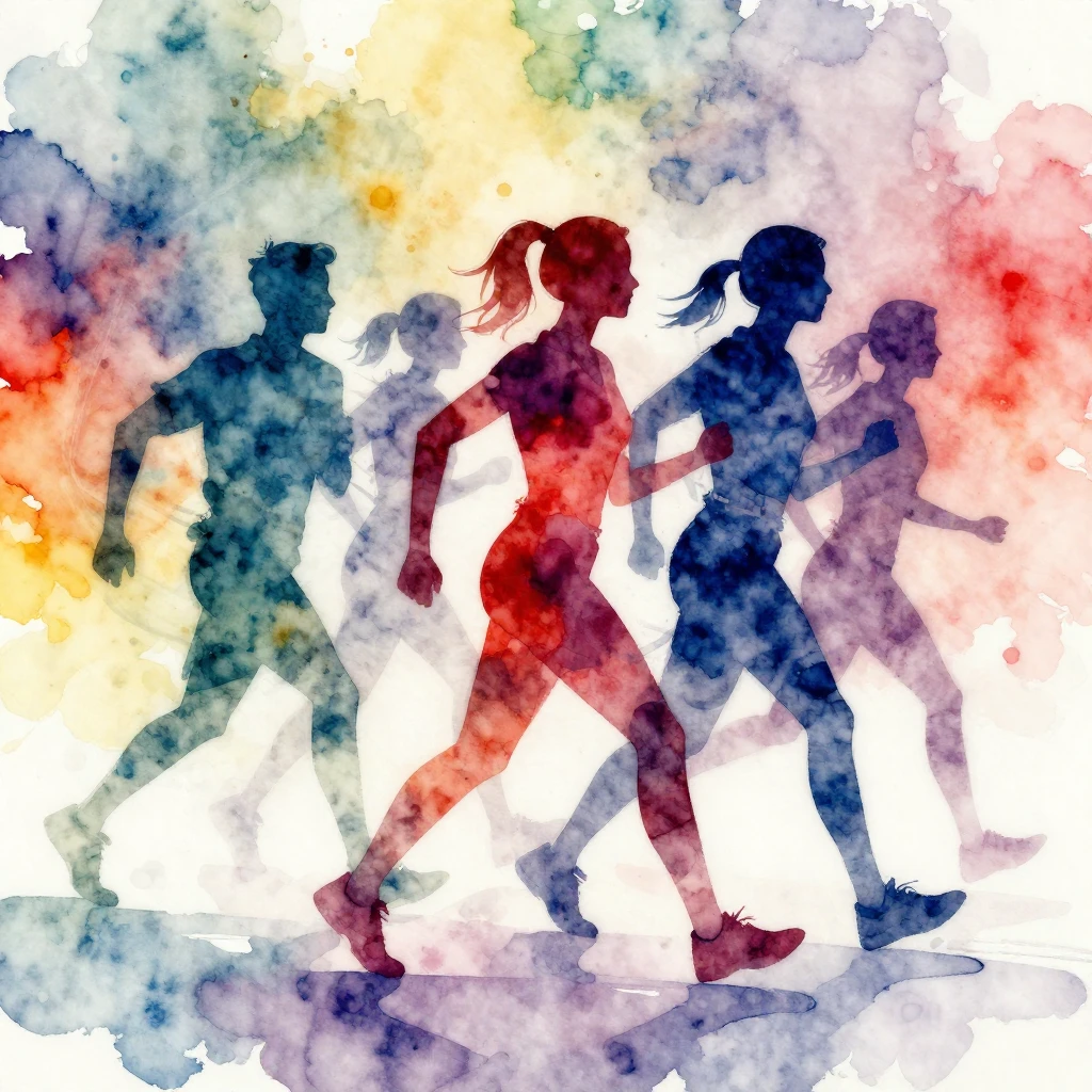 Vibrant watercolor art showing stylized, abstract silhouette...