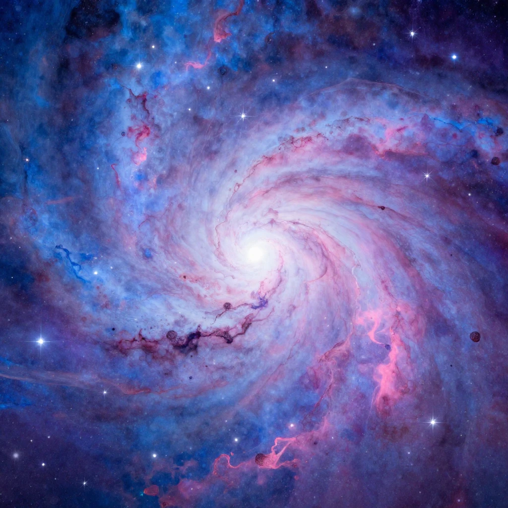 A soft nebula sky with swirling colors of blue, purple, and ...