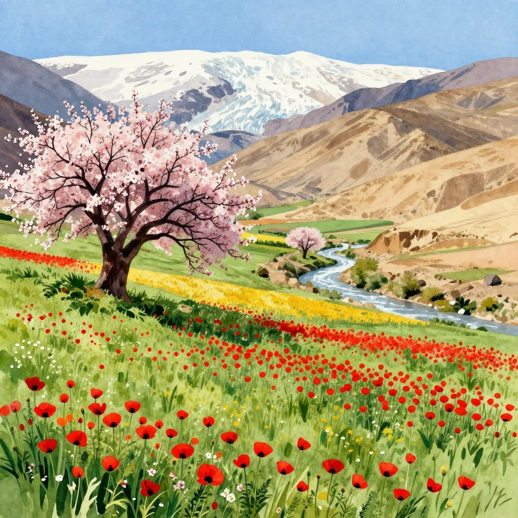 A picturesque landscape showing a clear transition from spri...