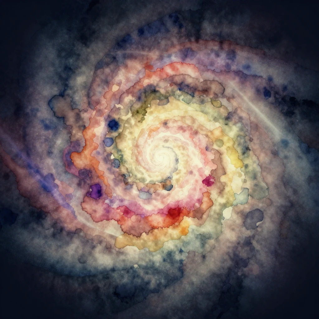 An abstract spiral pattern, rendered in a beautiful watercol...