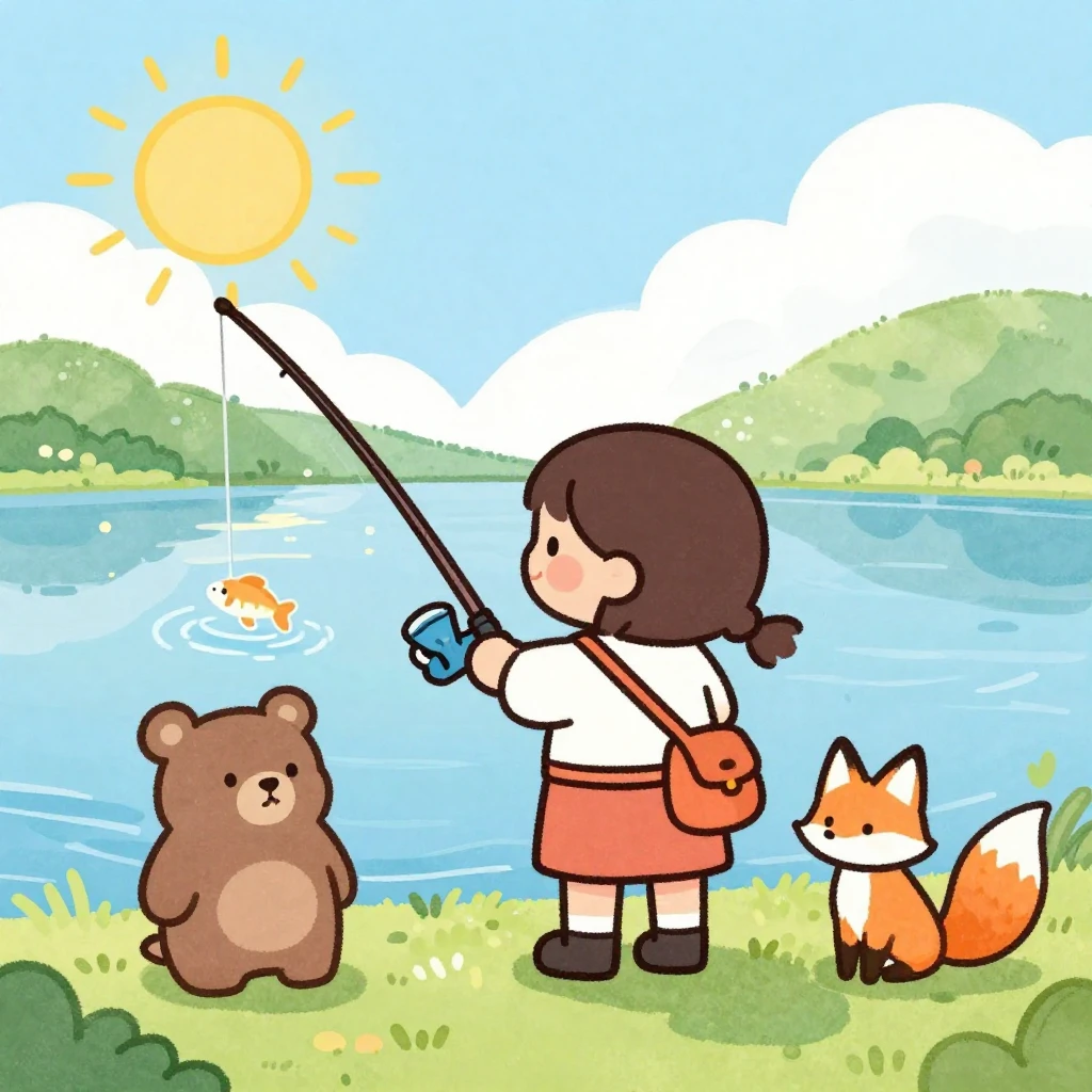 A cute cartoon illustration in a vibrant watercolor style. A...