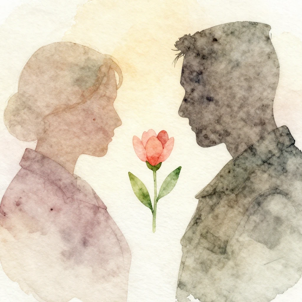 A tender watercolor illustration suitable for a memorial. Fo...