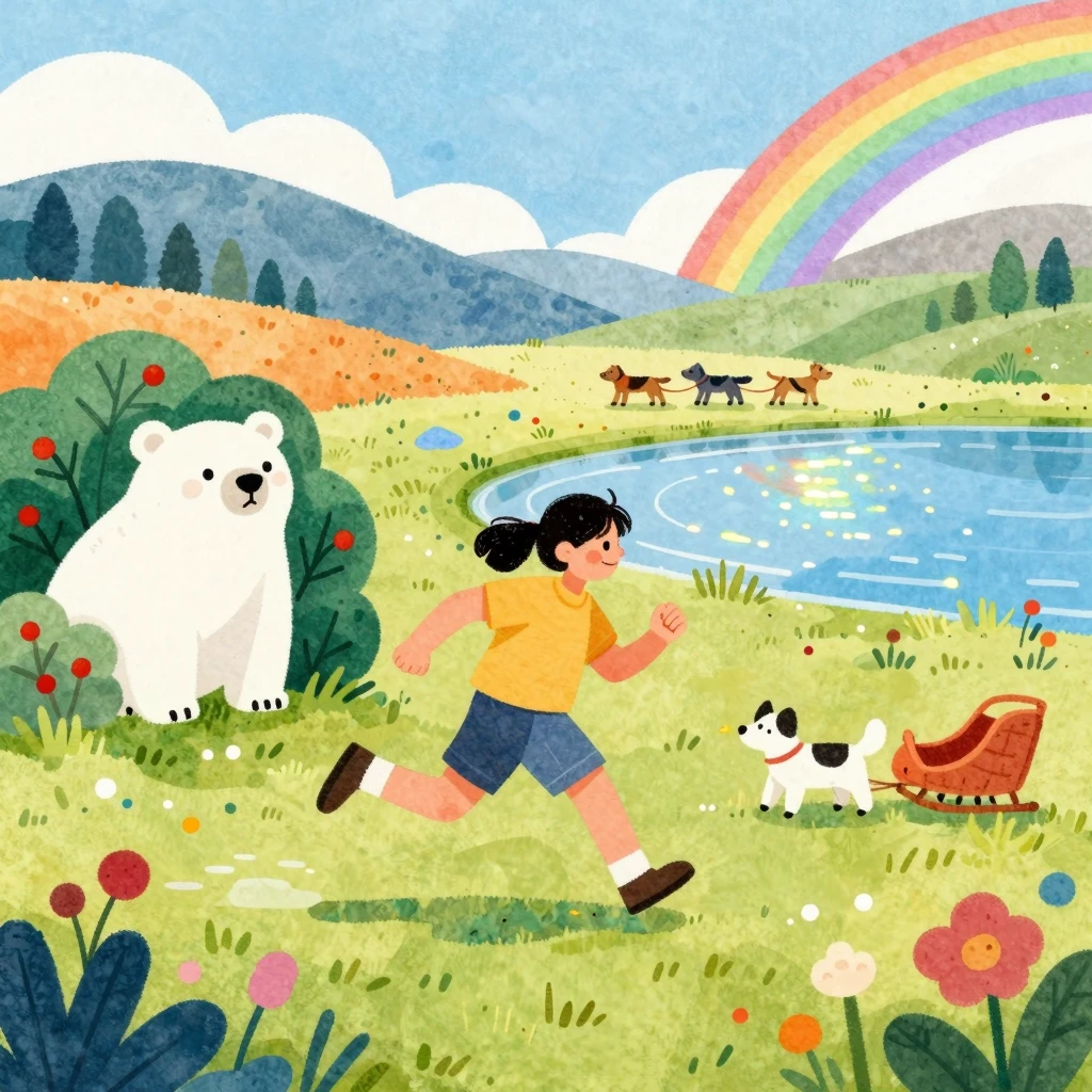 A vibrant, whimsical watercolor illustration of a person joy...