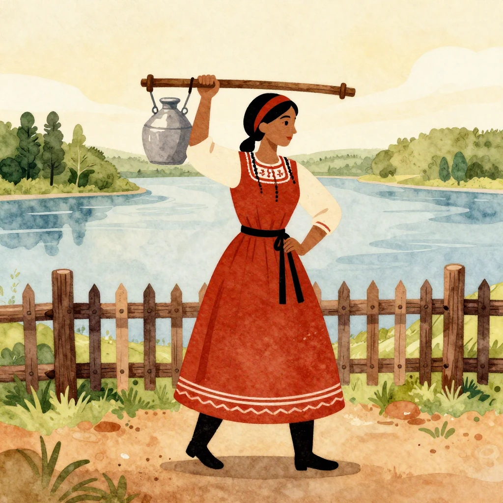 Vibrant watercolor style. Folk art illustration: A graceful ...