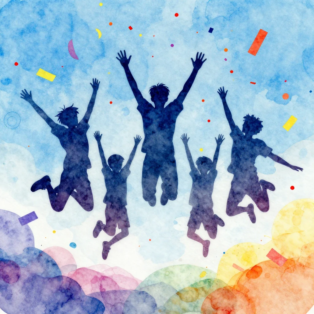 Watercolor and pop art style illustration of silhouettes of ...