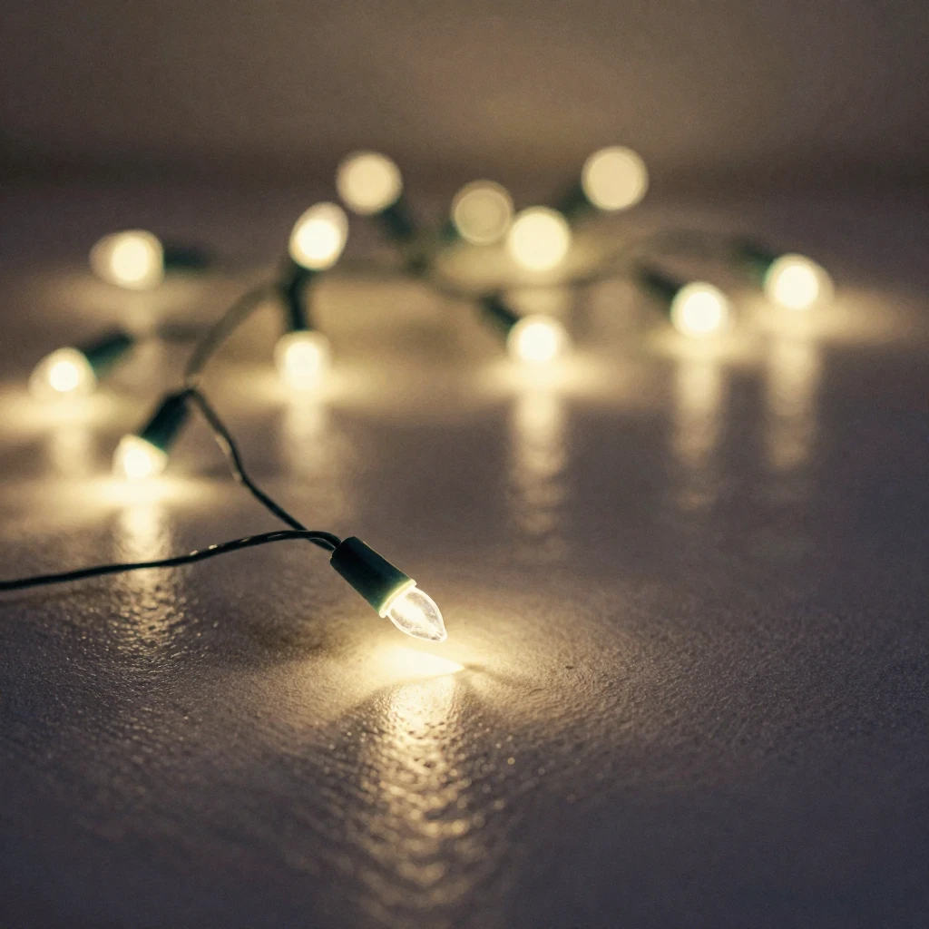 A watercolor painting focusing on subtle, warm Christmas lig...