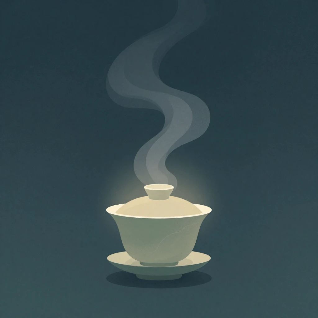A minimalist, atmospheric illustration of steam rising from ...