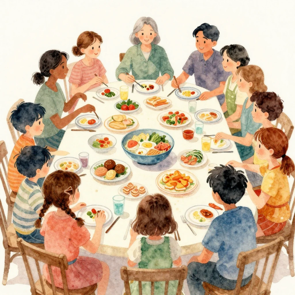 A diverse group of people, including children and adults, ha...