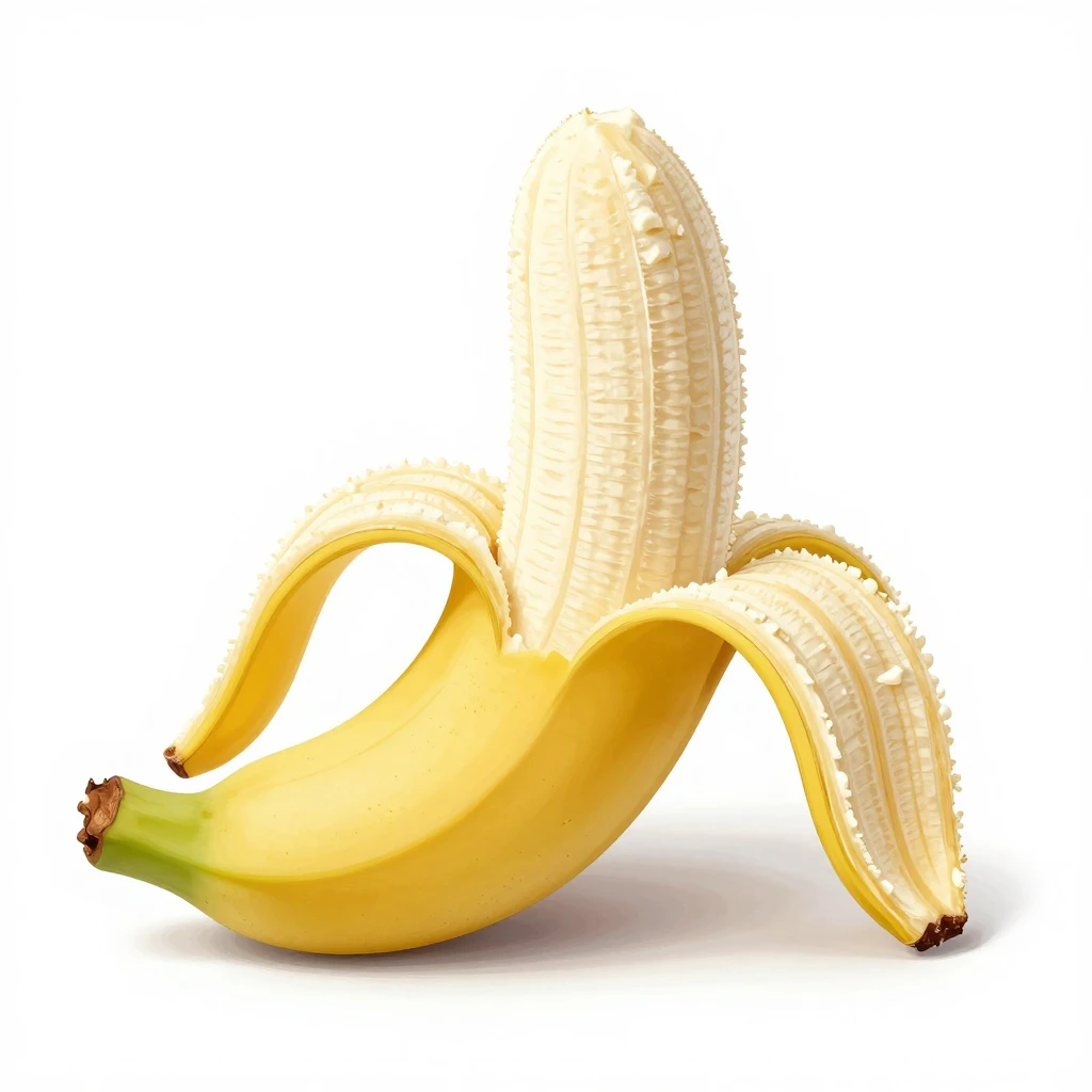 A peeled banana with a scoop of white cottage cheese, recipe...