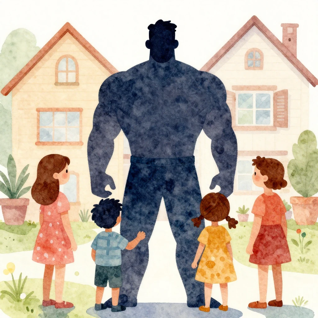 Vibrant watercolor illustration. A strong, protective man's ...