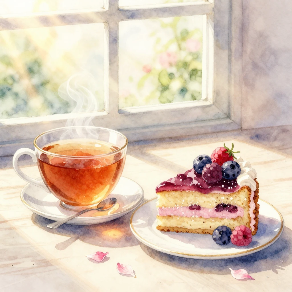 Watercolor style. A charming birthday still life with a deli...