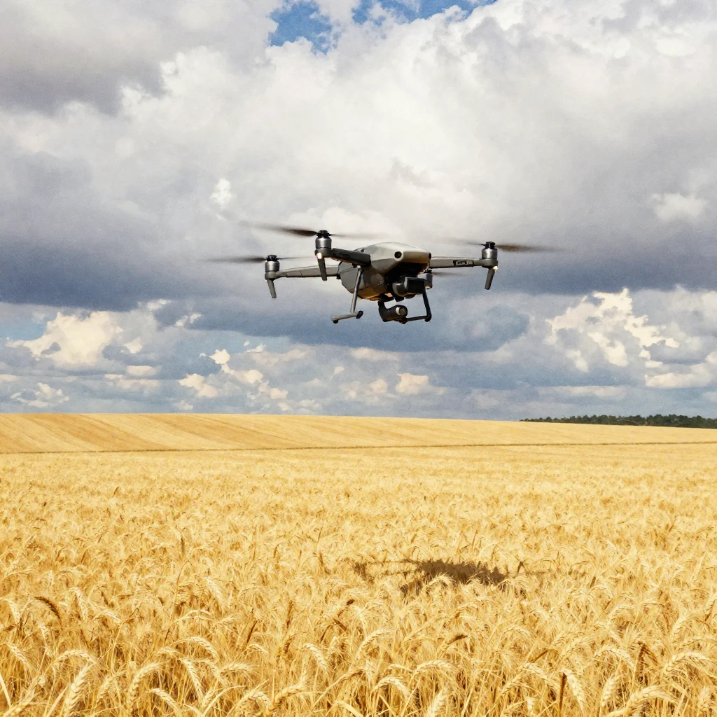 A sleek, powerful drone, resembling a bird of prey, soaring ...