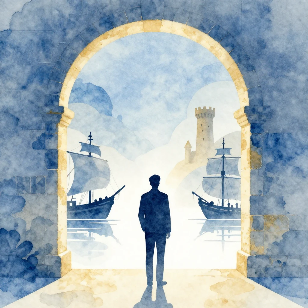 A watercolor silhouette of a teacher standing before a large...