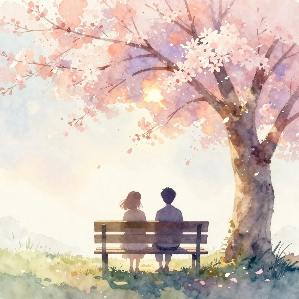 A soft and ethereal watercolor painting of two friends as si...