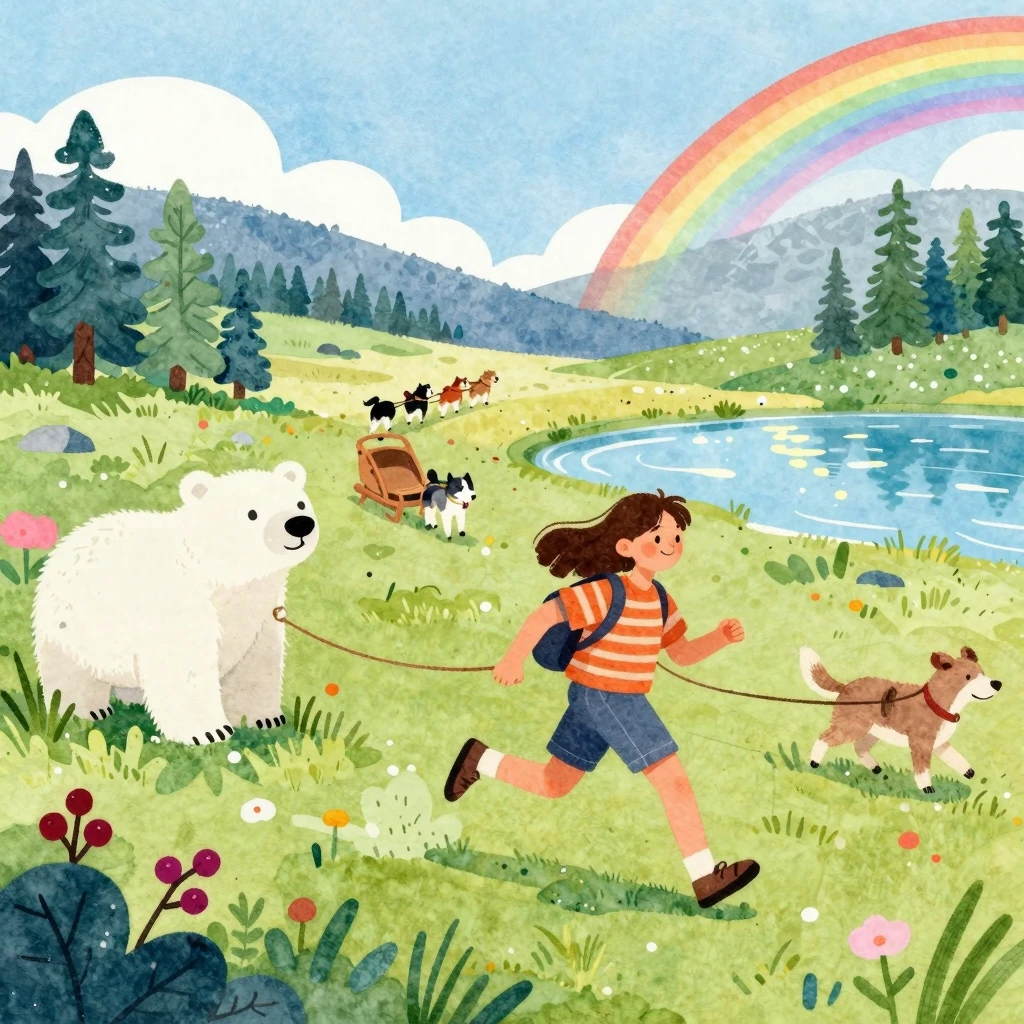 A vibrant, whimsical watercolor illustration of a person joy...