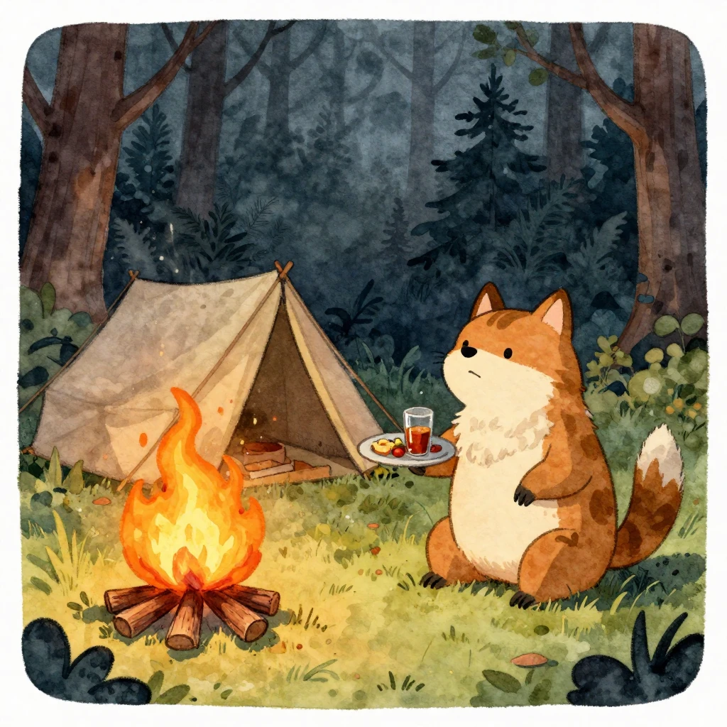 A humorous watercolor cartoon illustration depicting a funny...