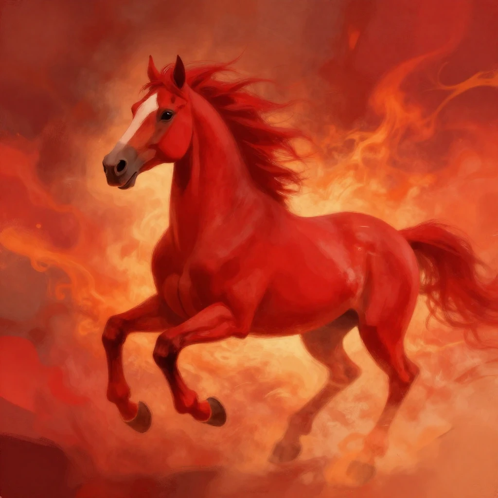 An abstract, blurred background with vibrant red and fiery o...