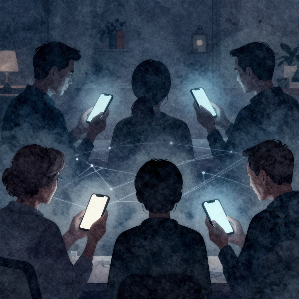 Silhouettes of people, including middle-aged individuals, lo...