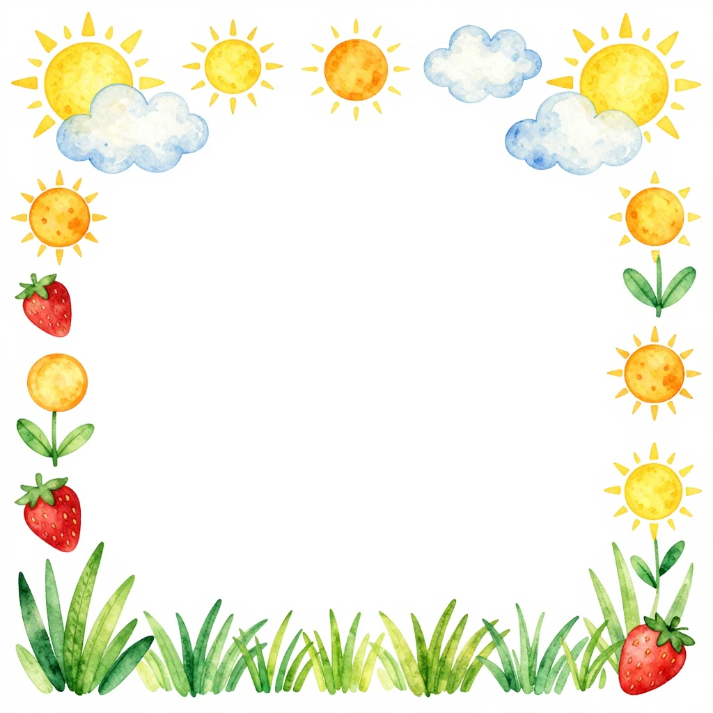 A vertical decorative frame for a children's book page, summ...