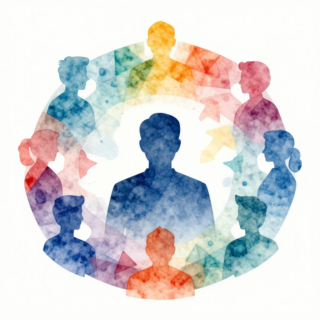 Modern watercolor illustration symbolizing teamwork and lead...