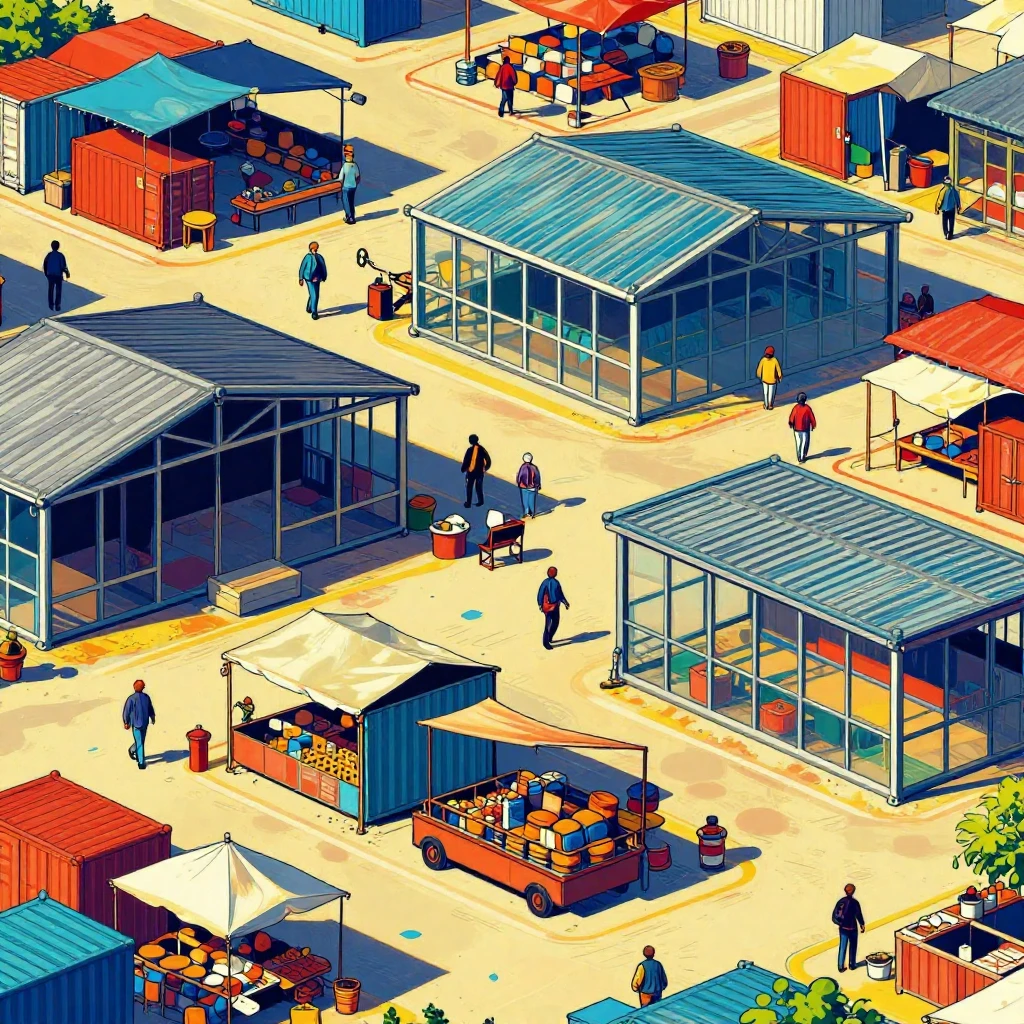 A vibrant, dynamic pop art illustration of a bustling, evolv...