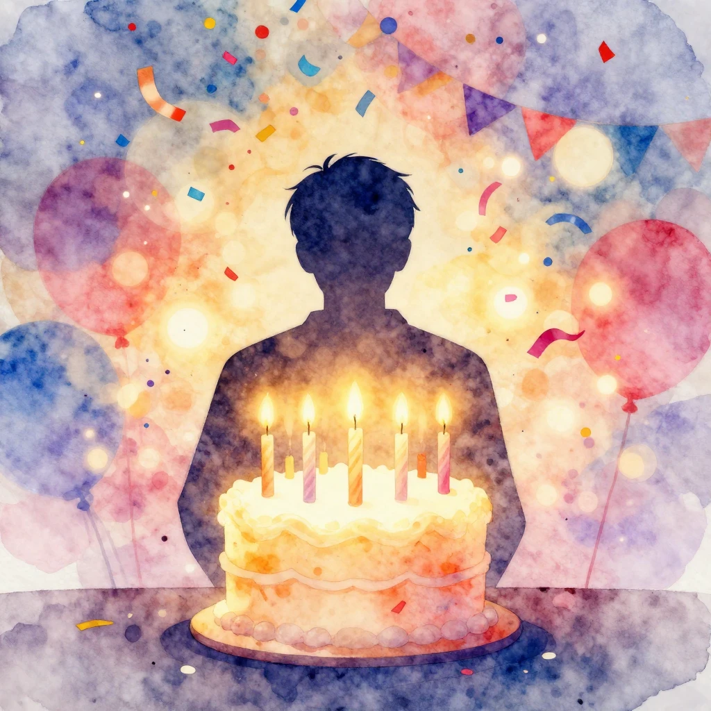 Watercolor style. A silhouette of a person standing in front...