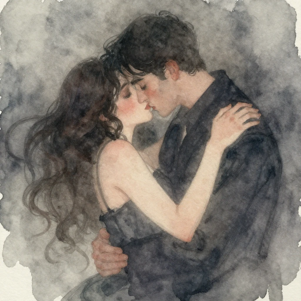An ethereal, melancholic watercolor illustration, suitable f...