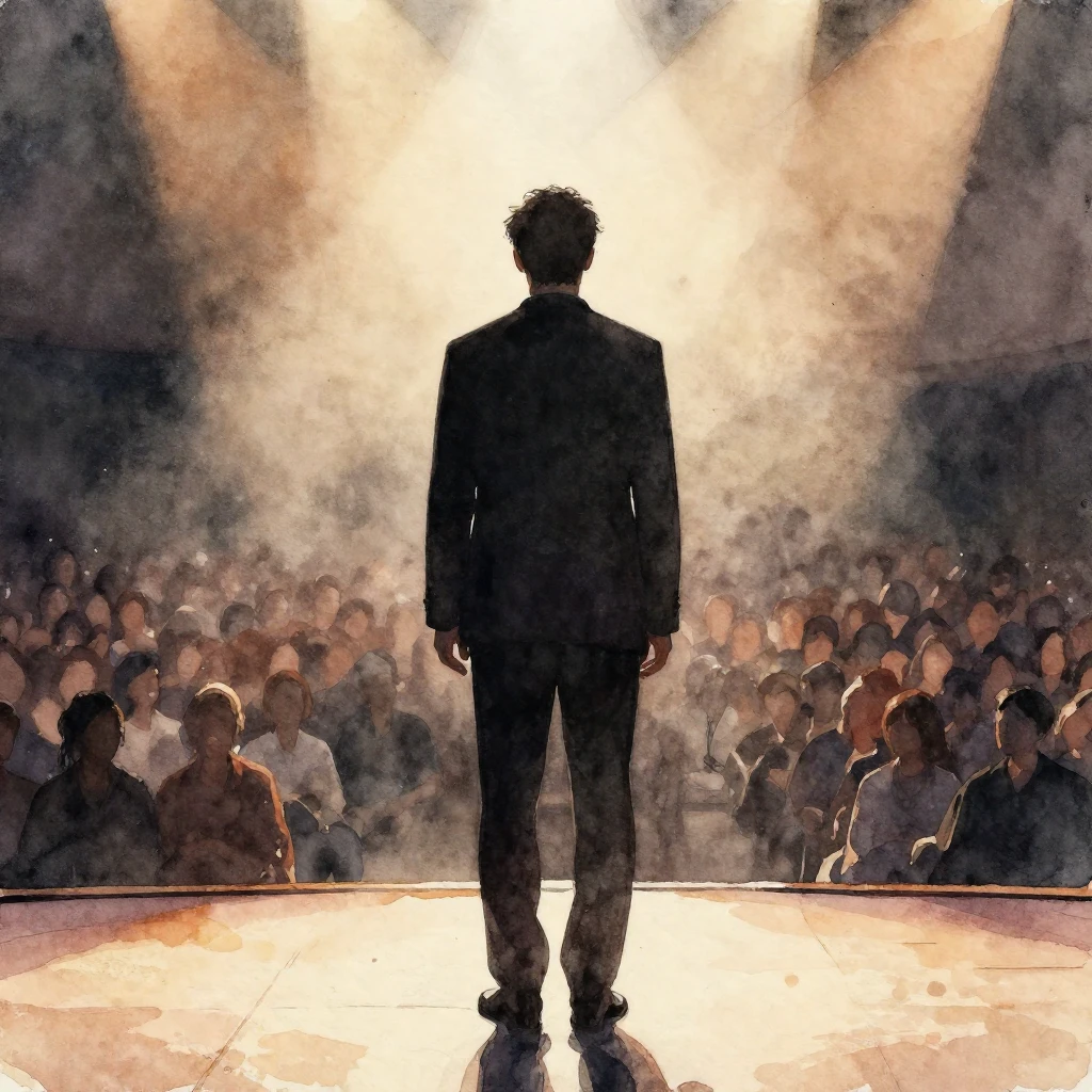 An artistic watercolor painting depicting a silhouette of an...