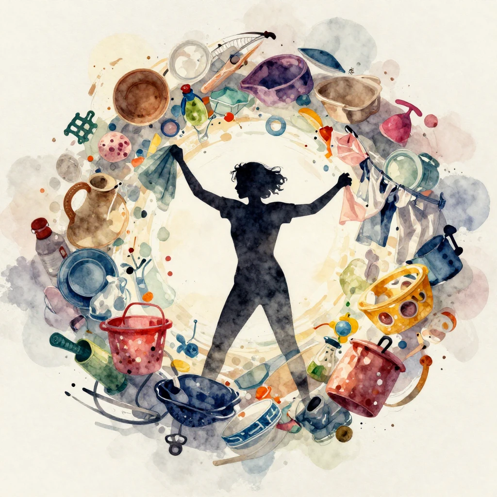 A silhouette of a woman in a vibrant watercolor style, at th...