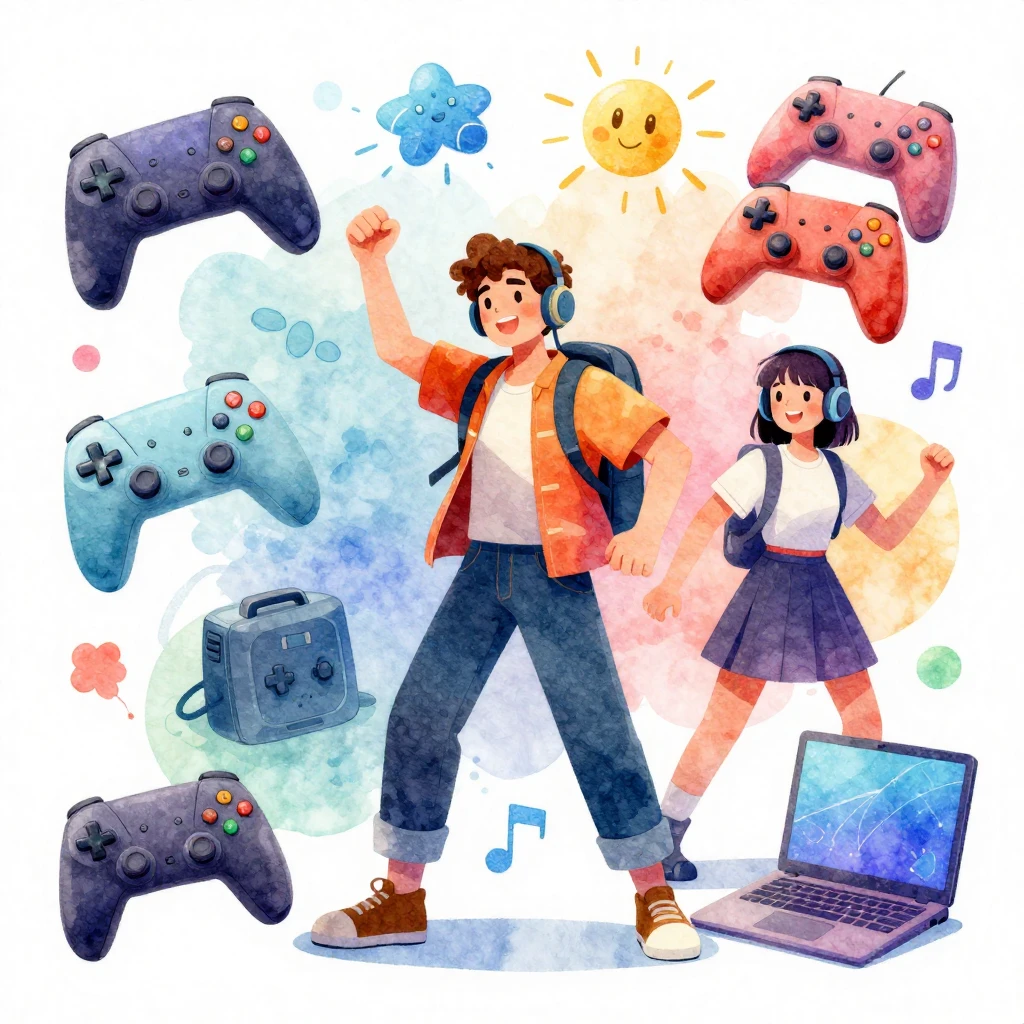 A bright digital illustration in watercolor style depicting ...