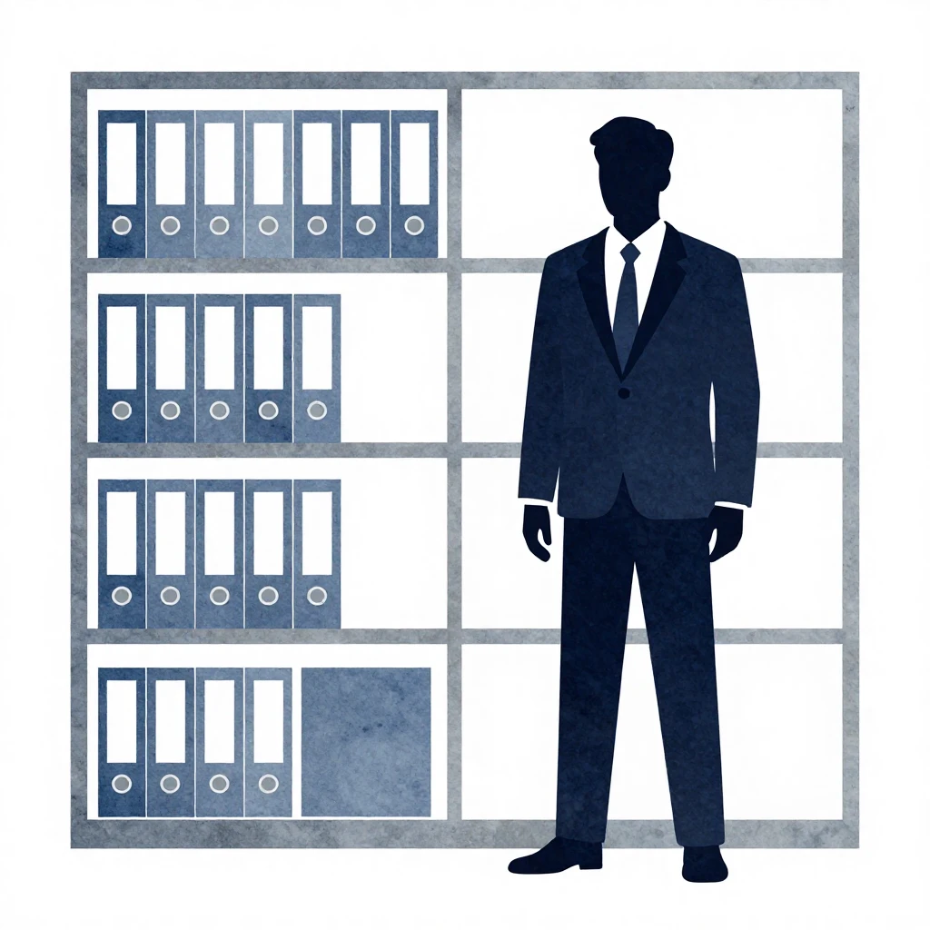 A dark silhouette of a man in a professional suit standing n...