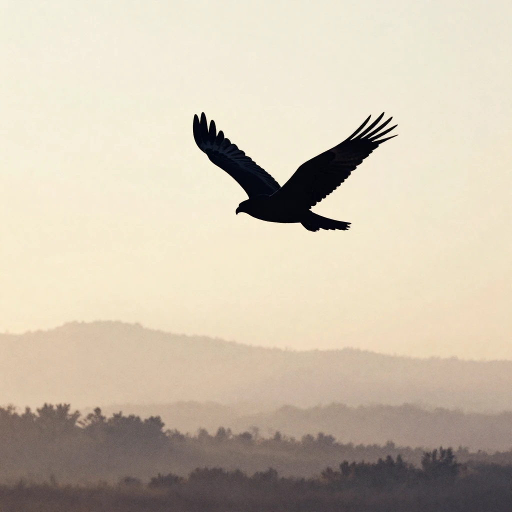 A misty, dawn sky over a landscape, with subtle hints of pas...