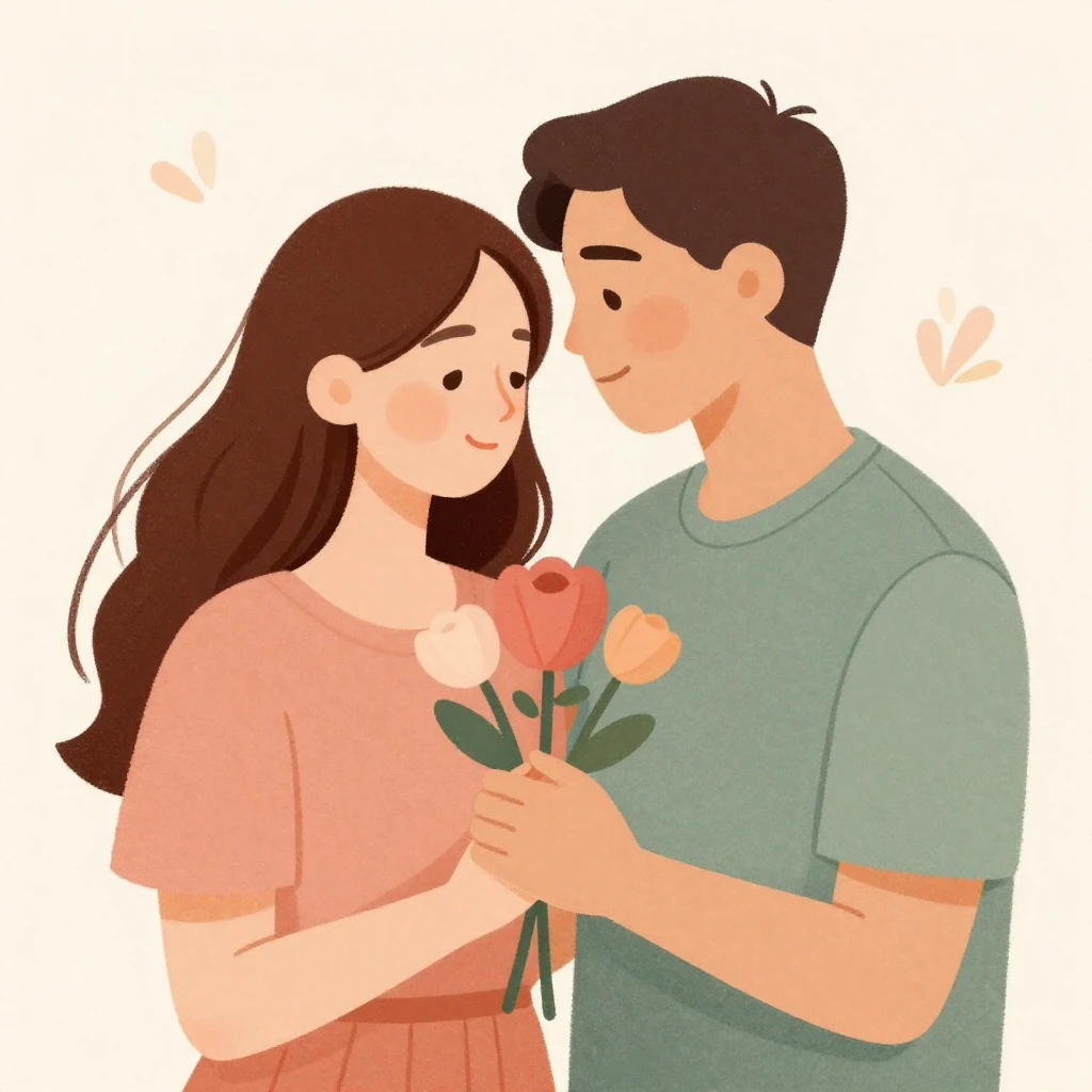 An artistic illustration depicting a loving scene between a ...