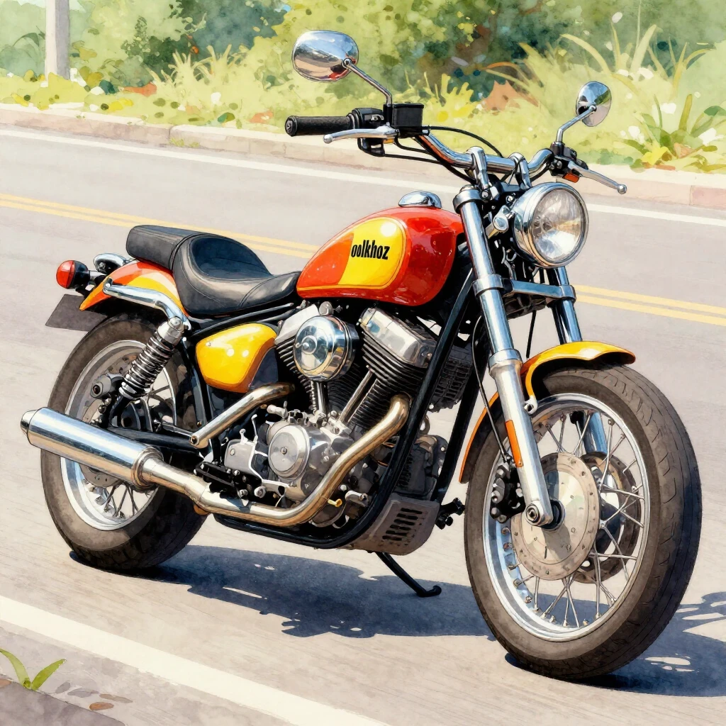 A heavily customized, 'kolkhoz' (DIY/ghetto-tuned) motorcycl...