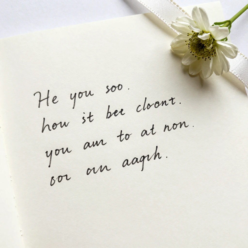 A beautifully handwritten note on elegant paper, perhaps wit...