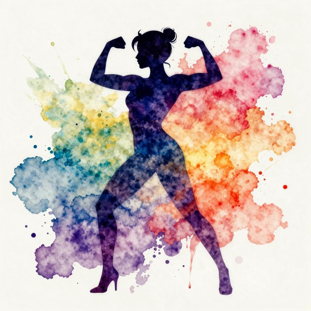 Vibrant watercolor style. Sassy and confident figure, powerf...