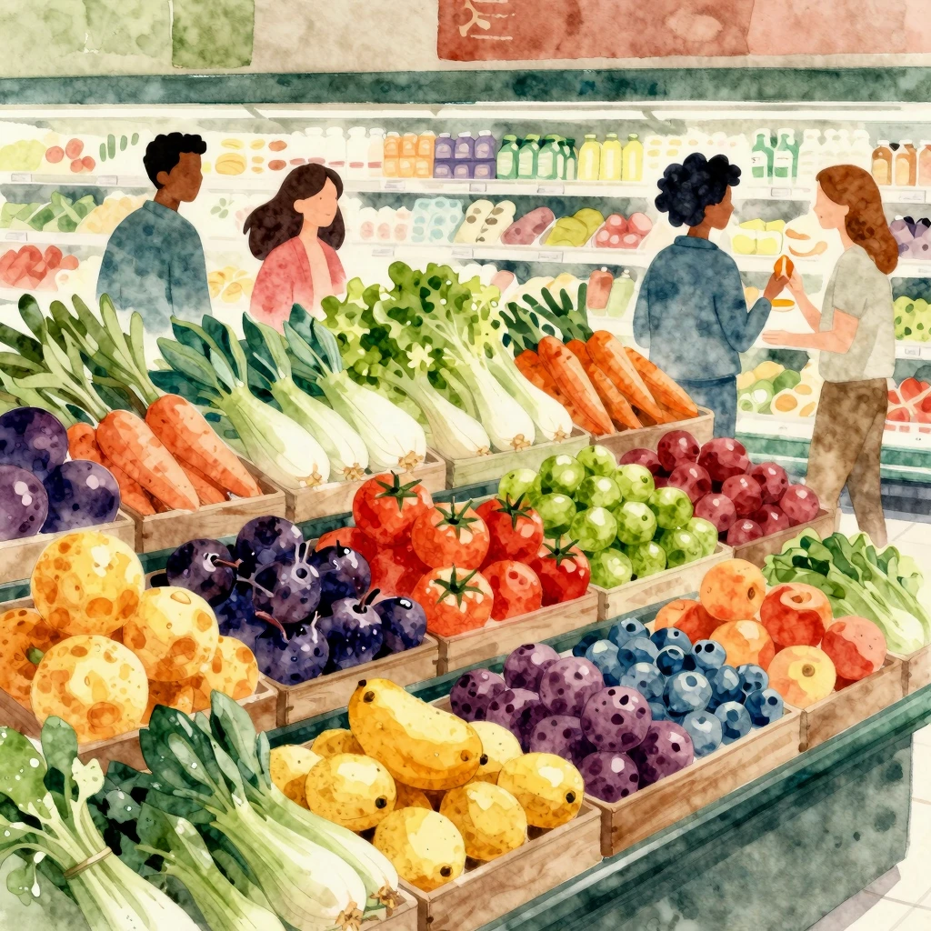 A vibrant watercolor painting focusing on colorful displays ...