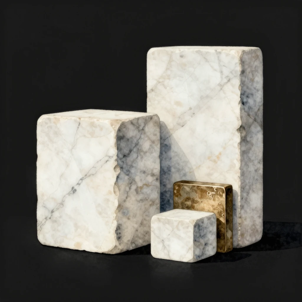 Watercolor style minimalist geometric composition with stone...