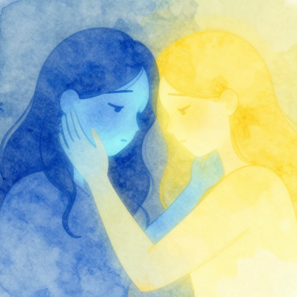 Abstract illustration depicting two contrasting emotional st...