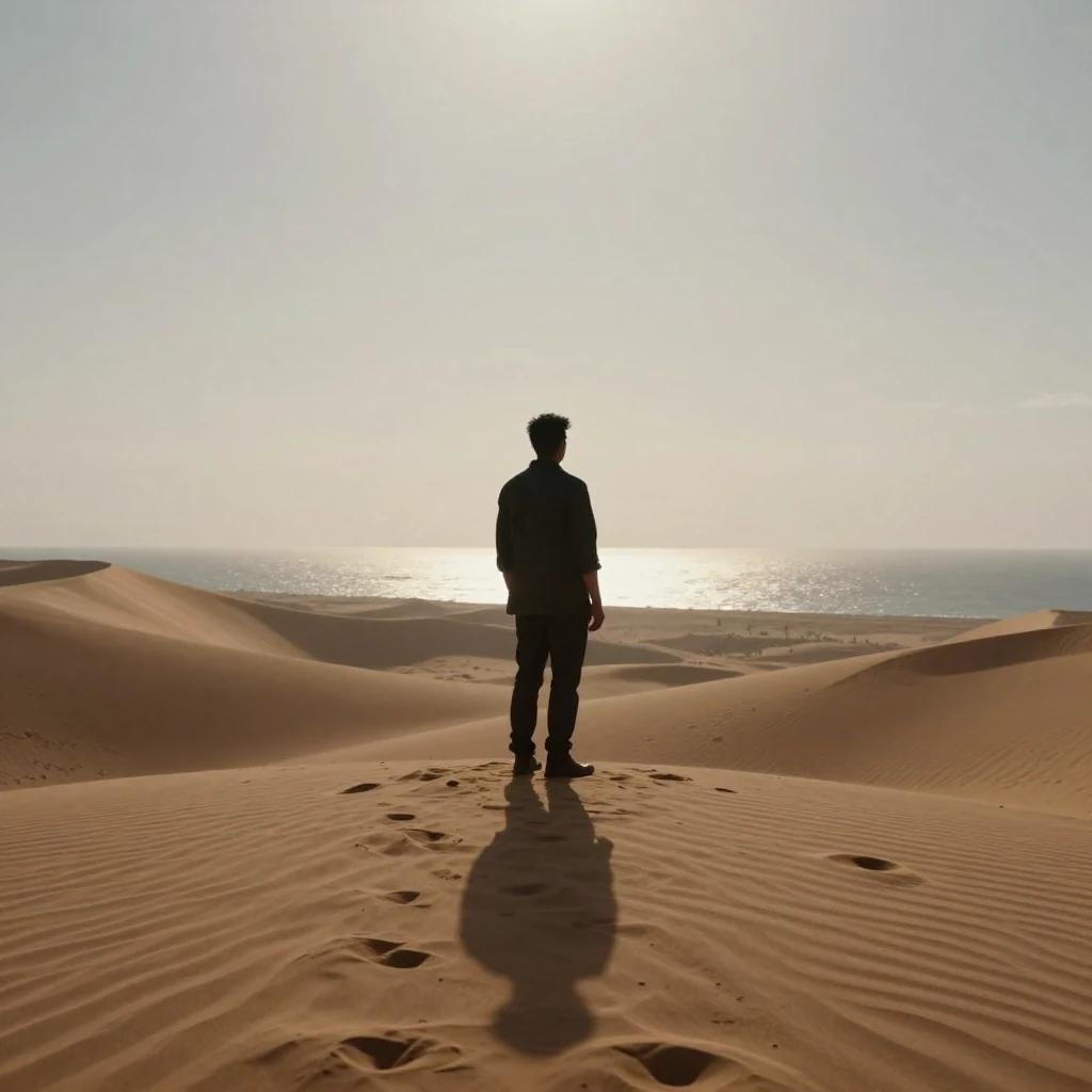 A subtle, silhouetted figure of a leader stands prominently ...